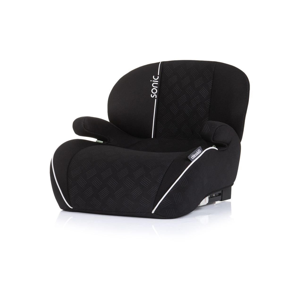 SITZERHÖHUNG Sonic schwarz Isofix, i-Size, 125-150 cm, Armlehne - Schwarz, Kunststoff (44/38/49cm) - Chipolino