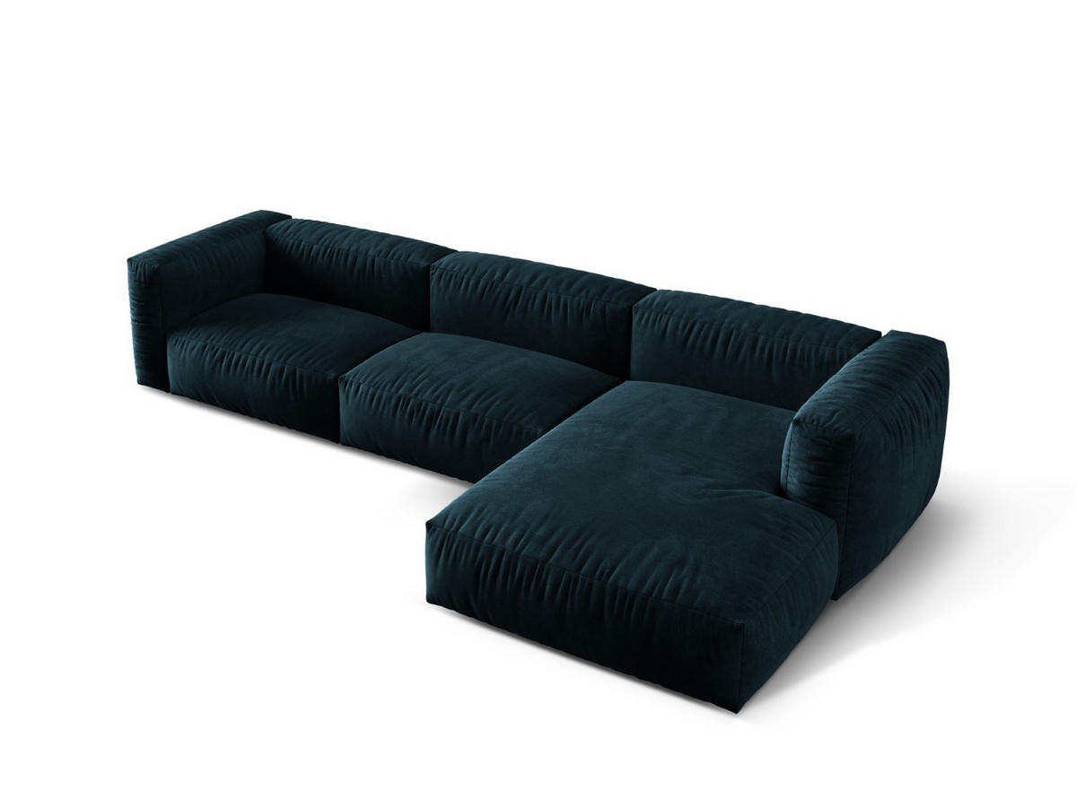 ECKSOFA modular rechts Martina aus Samt dunkel petrol 3 Sitzplätze - Petrol, Textil (176/332cm) - Micadoni