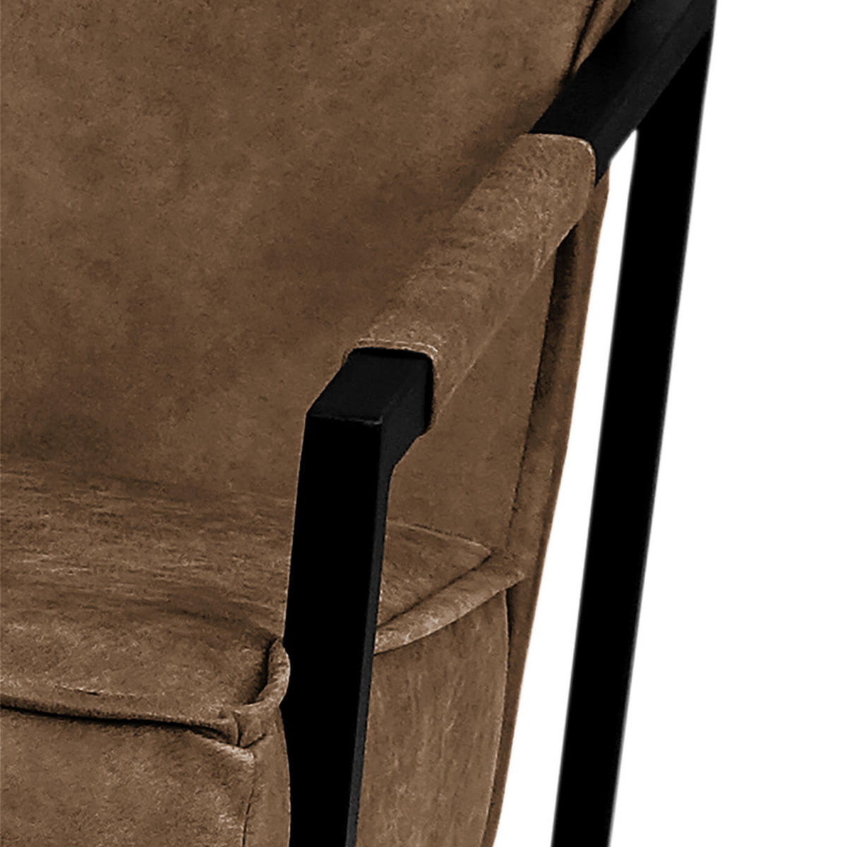 2-SITZER SOFA - Antiklederlook - Schlammfarben, Textil/Metall (125/74/82cm) - home24