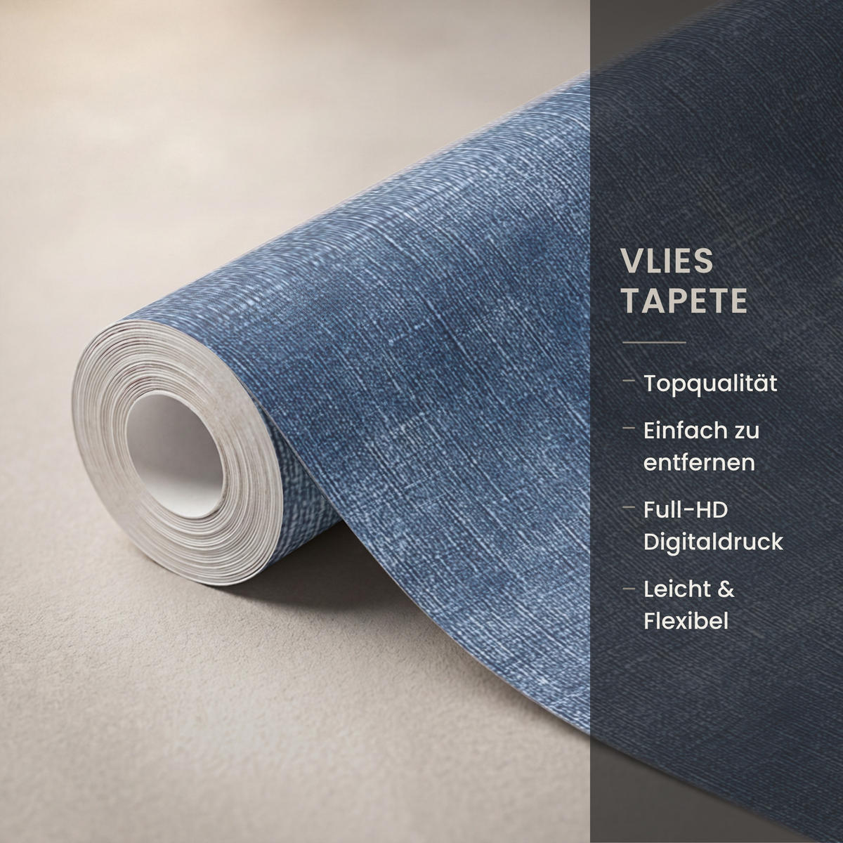 TAPETE - Leinen - Textur - Muster - Denim - Rustikal - 160x260 cm - Blau, Papier (160/260cm) - OnlyWow