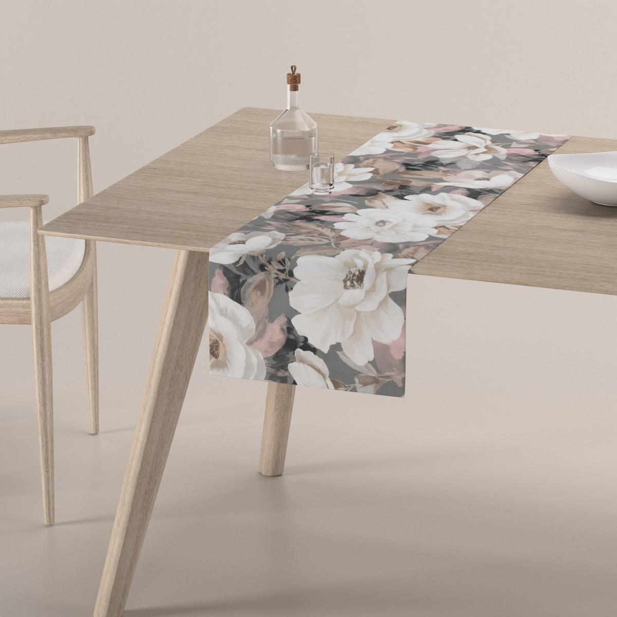 TISCHLÄUFER Gardenia, grau und rosa, 40x130 cm - Grau, Textil (40/130cm) - Dekoria