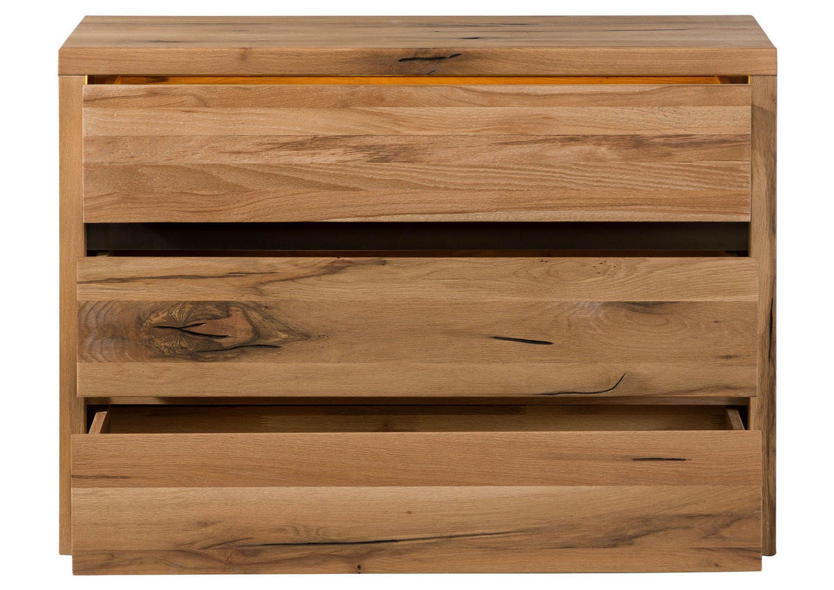 KOMMODE Wild-/Zerreiche 105x45x75 natur geölt MONTREUX LUX #133 - Braun, Holz (105/75/45cm) - Massivmoebel24