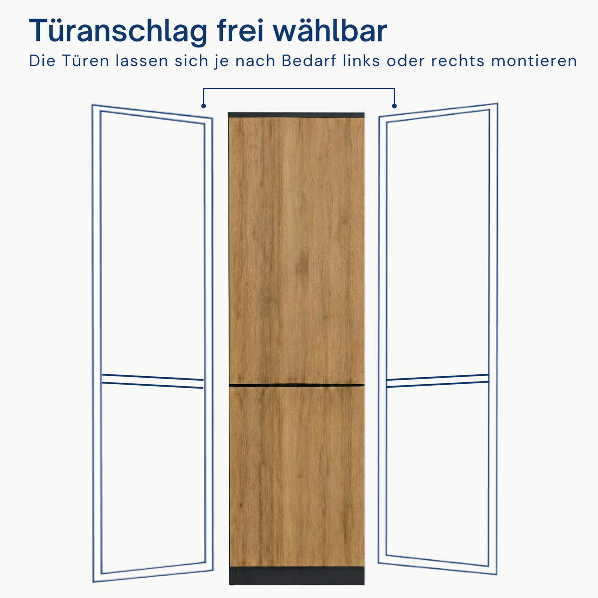 MEHRZWECKSCHRANK 2-türig mit 5 Einlegeböden in Anthrazit-Eiche - Anthrazit, Holzwerkstoff (50/180.5/40cm) - Home Collective