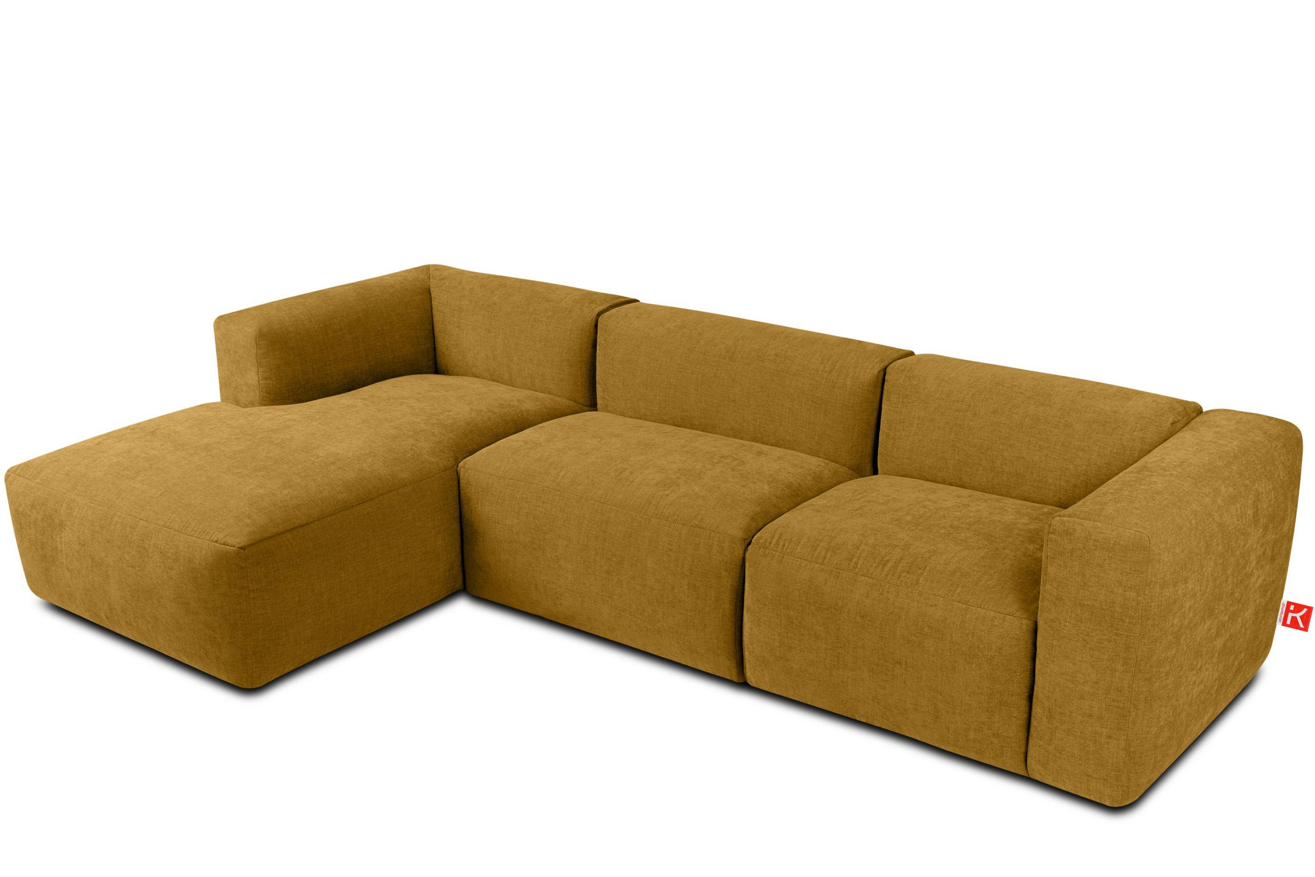 ECKMODULSOFA-LINKS BUFFO mit extrem weicher und bequemer Sitzfläche, Gewebestoff, Honig - Gelb, Textil (297/180cm) - KONSIMO®