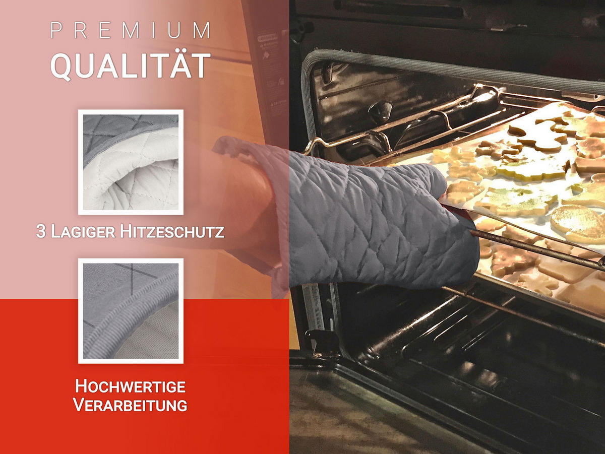 OFENHANDSCHUHE, 18x28 cm, 100% Baumwolle, Grau - Grau, Textil (18/28cm) - Zollner