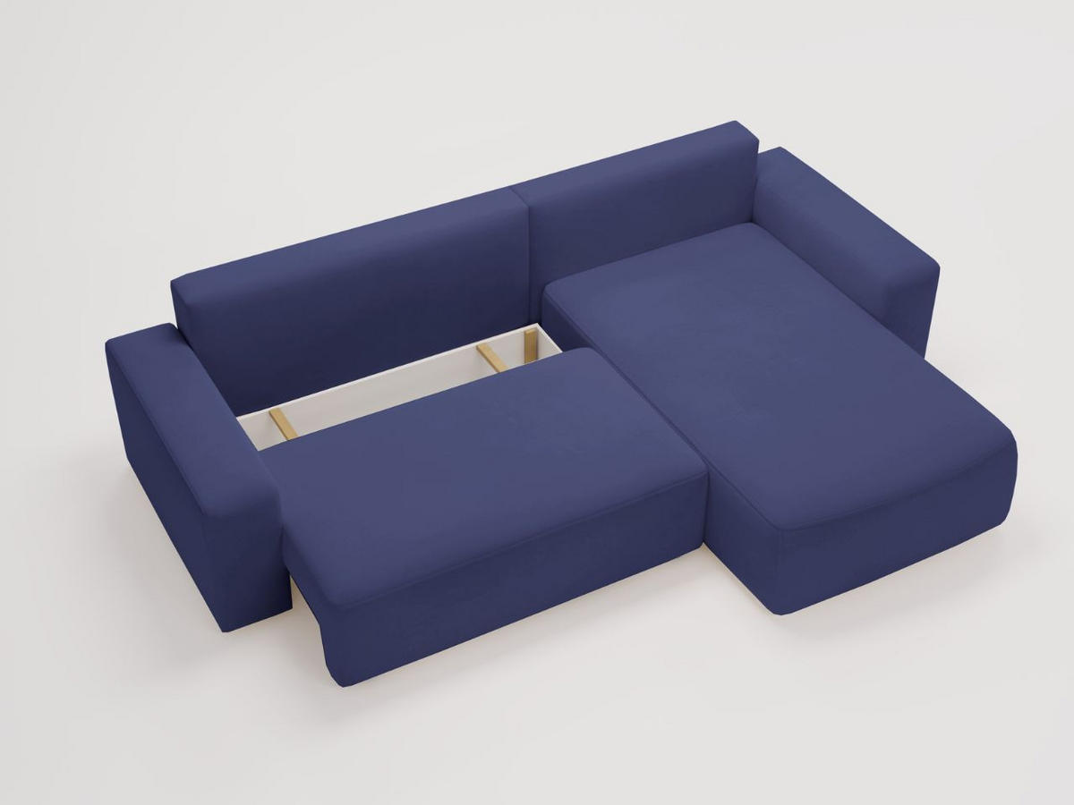 ECKSOFA Tazones Dunkelblau Rechts - Dunkelblau, Holz/Kunststoff (250/165cm) - Graingold