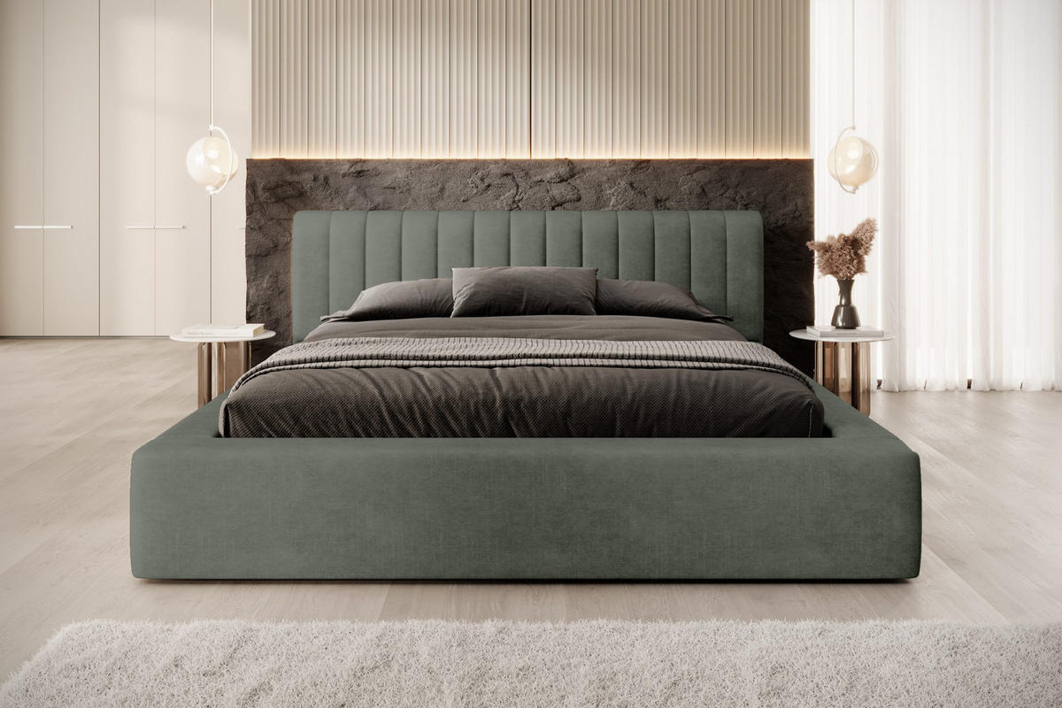 POLSTERBETT aus Polyester Vurmat 180x200 cm, Grün - Waldgrün, Textil (180/200cm) - Fedve