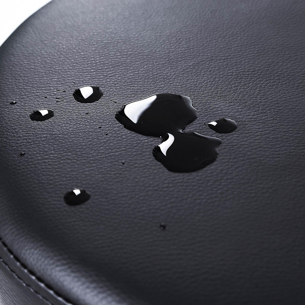 DREHHOCKER SITZ - Schwarz, Leder (35/58/35cm) - Hansiro