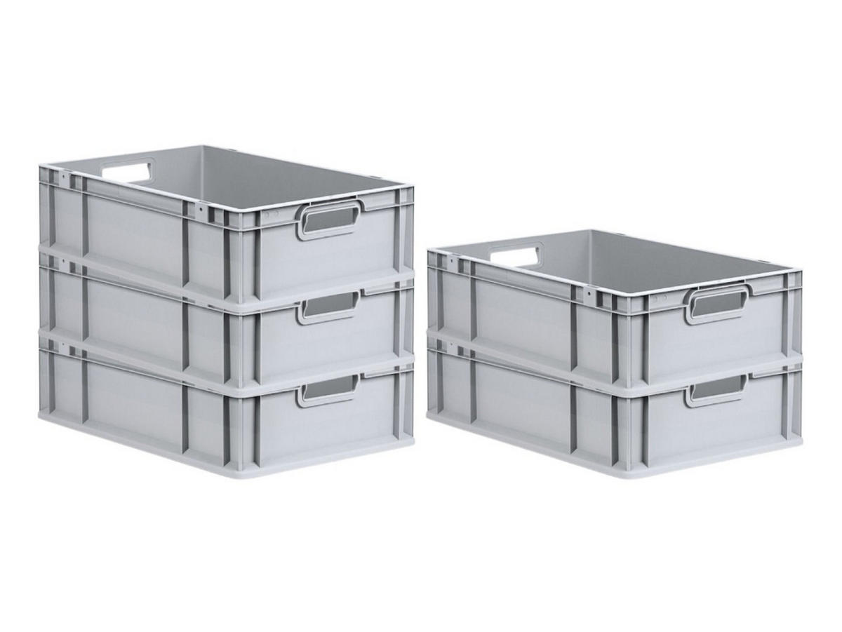 EUROBOX 5x Nextgen Economy Griffe Offen 17x40x60cm 34 Liter - Grau, Kunststoff (40/17/60cm) - PROREGAL