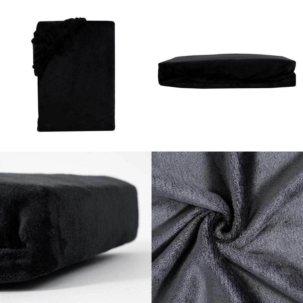 BOXSPRING-SPANNBETTLAKEN Cashmere Touch 180-200x200-220 cm, Warmes Winter Bettlaken Schwarz - Schwarz, Textil (200/220cm) - Carpe Sonno
