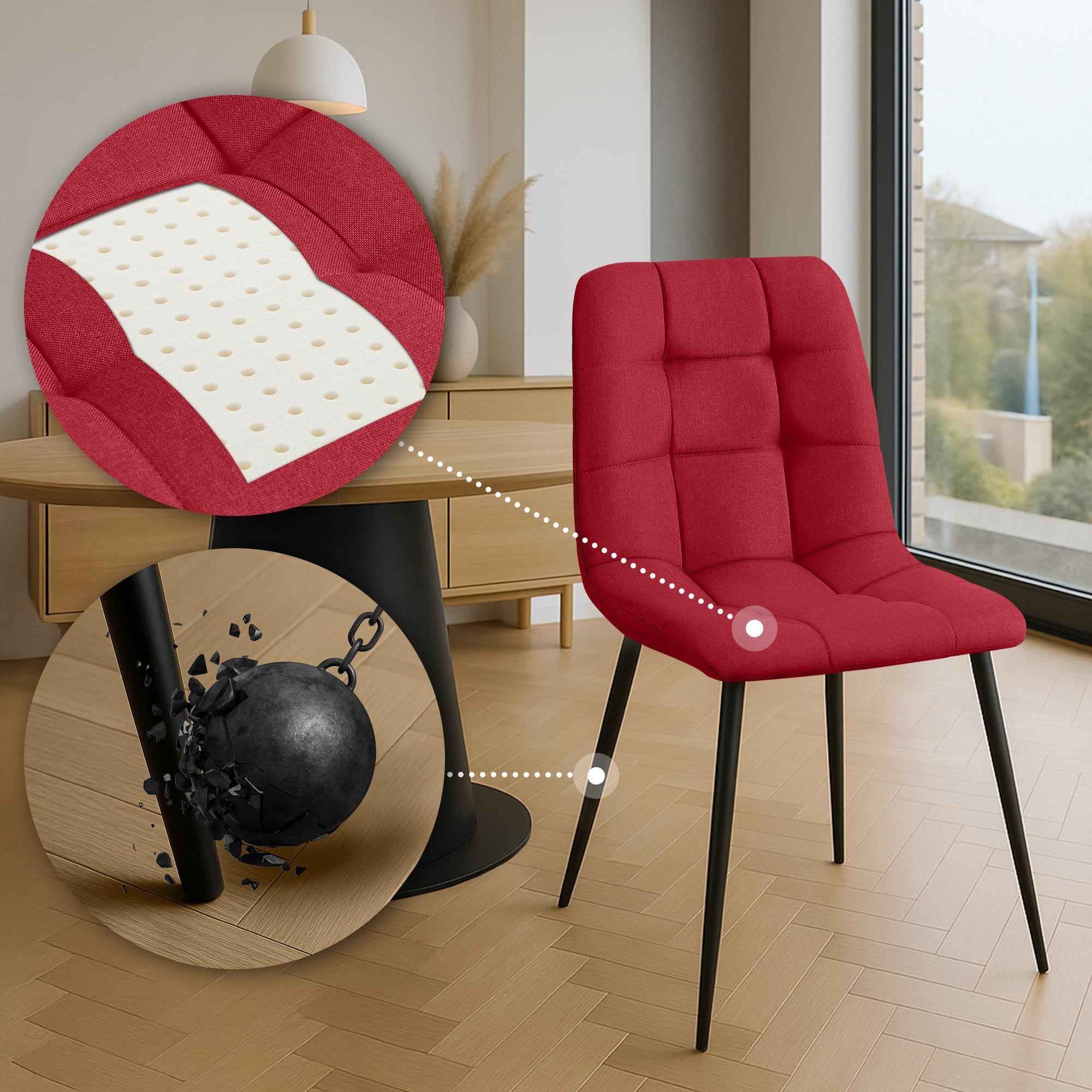 Thumbnail - Deluke Esszimmerstuhl, Rot, Textil, 45x84x55 cm, Esszimmer, Stühle, Esszimmerstühle, Vierfußstühle