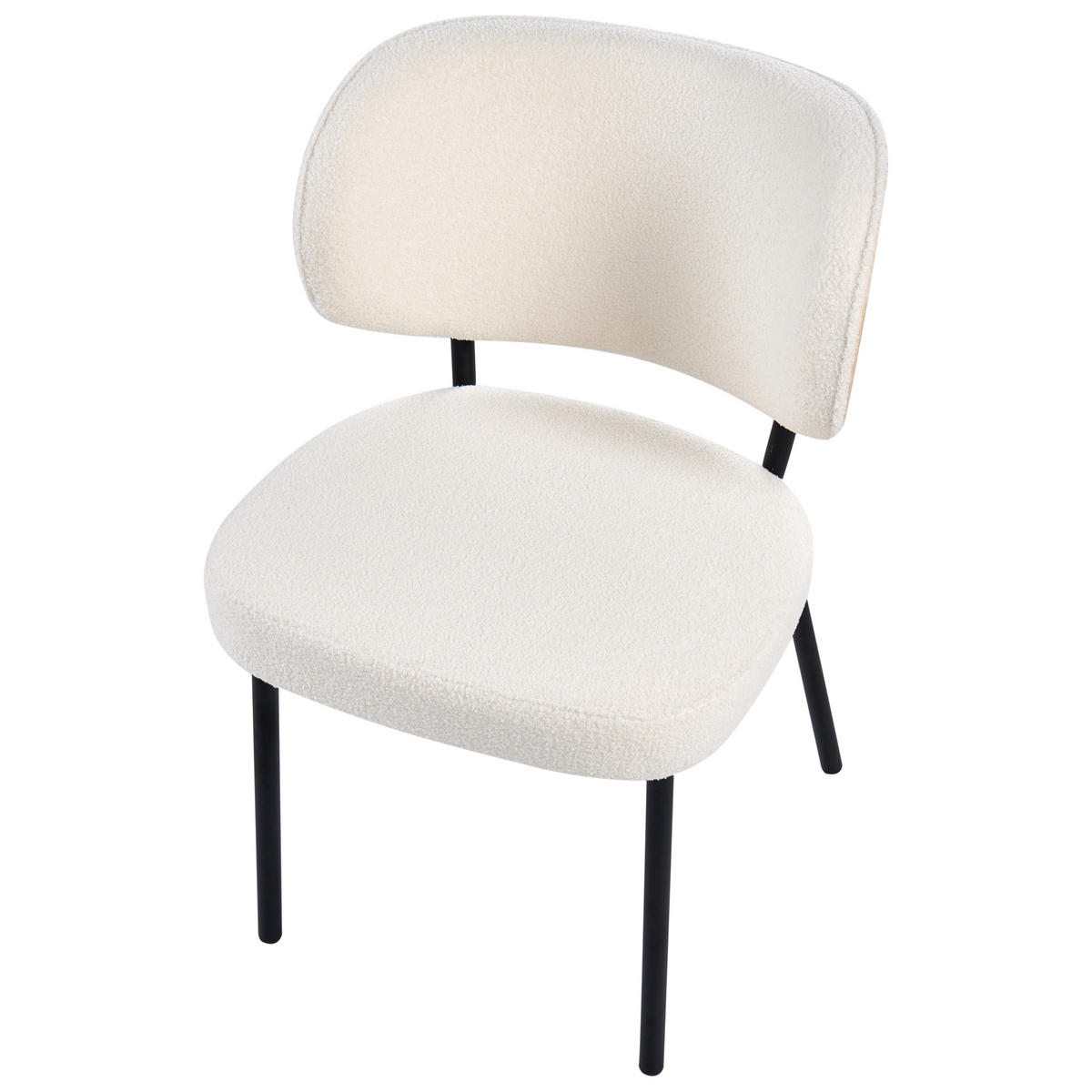 ESSZIMMERSTUHL 2er Set Bouclé Cremeweiß Wonder - Creme, Textil (55/82/65cm) - Beliani