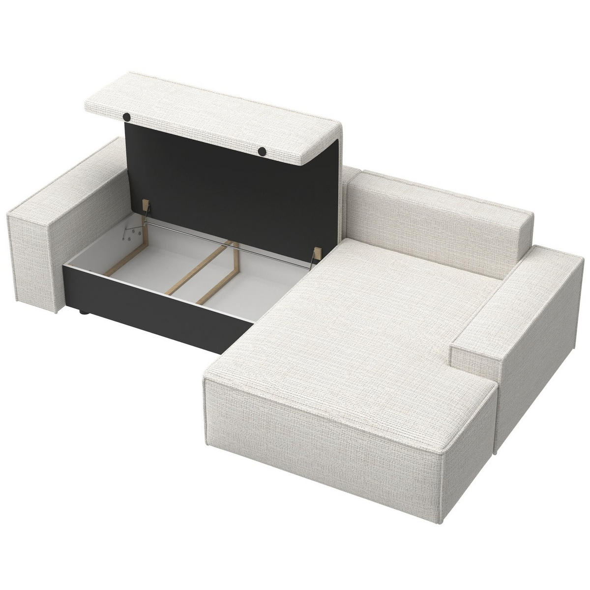 ECKSOFA Farese New Hellbeige Chenille - Ecru/Schwarz, Kunststoff/Textil (267/167cm) - Selsey