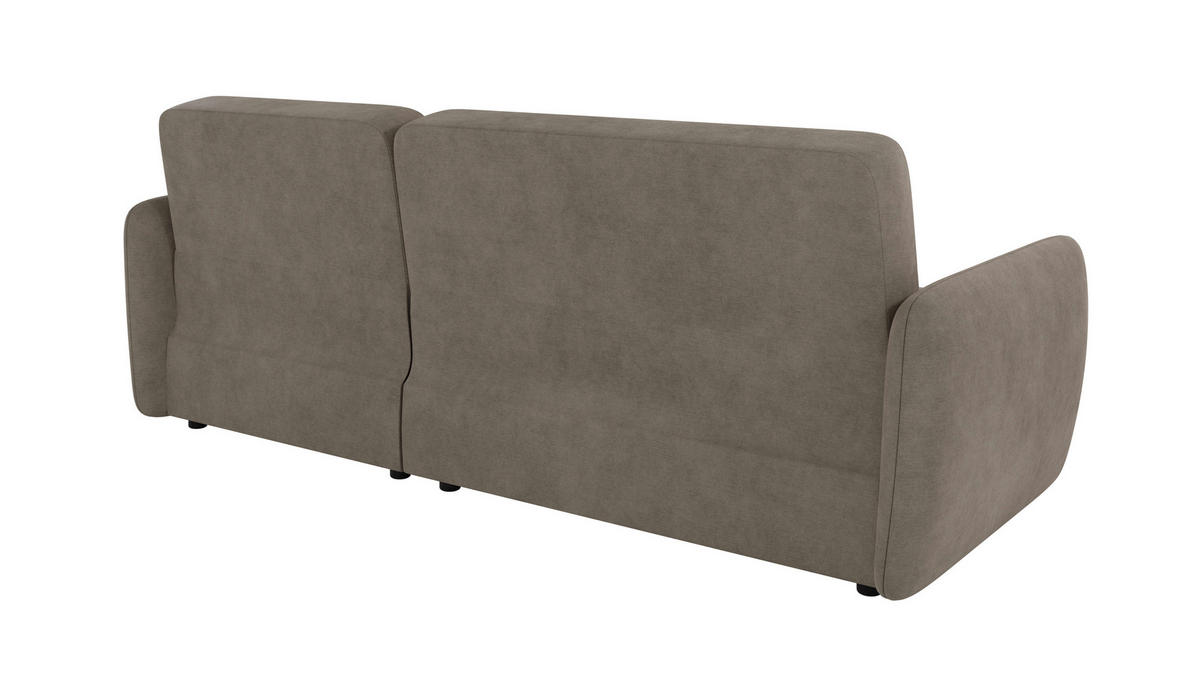 ECKSOFA Lupo Dunkelbeige Mikrofaser - Beige/Schwarz, Holz/Kunststoff (232/147cm) - S-Style Möbel
