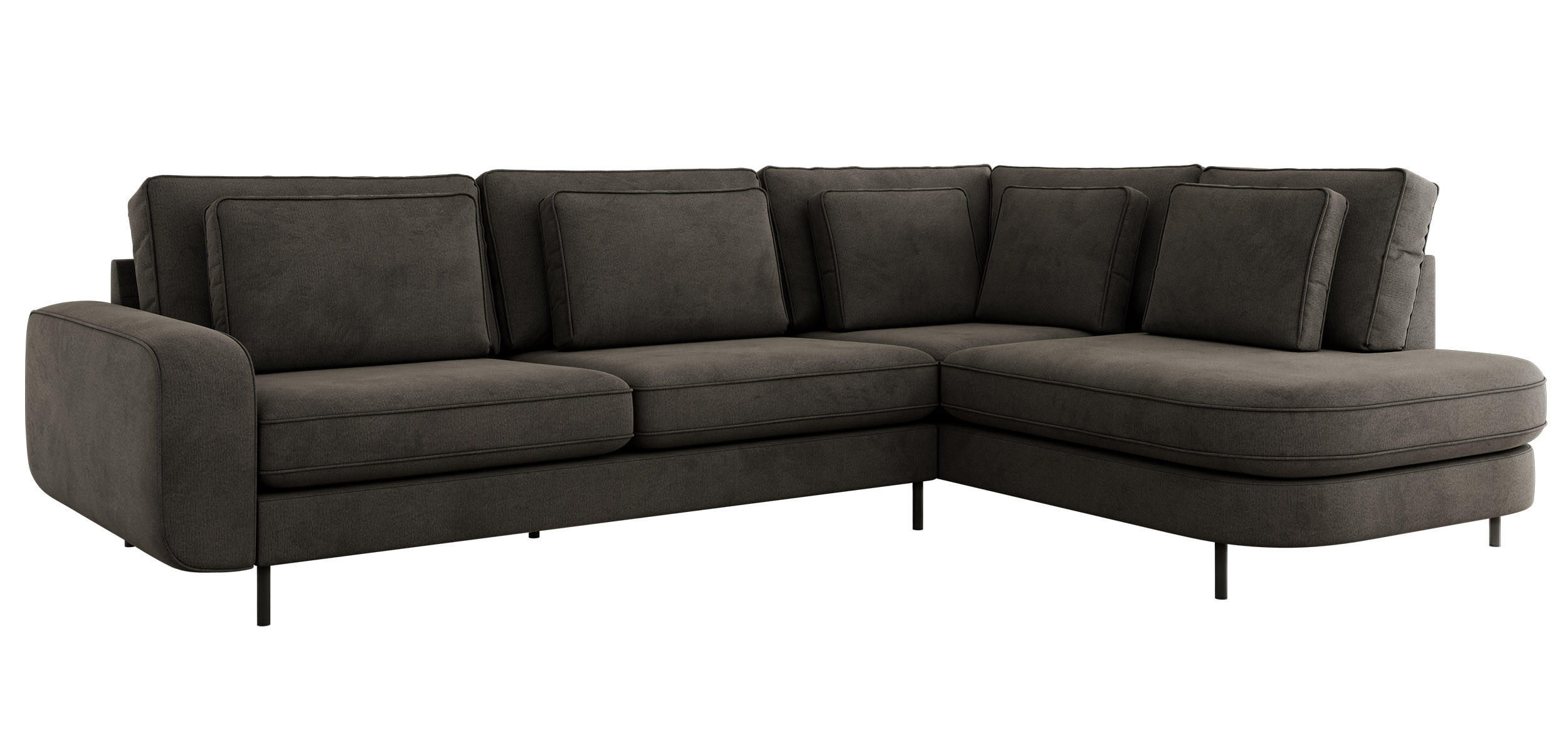 ROHOVÁ SEDAČKA CALENO L - Šedá Samet - Levá Strana - šedá/černá, kov/textil (317/225cm) - MKS