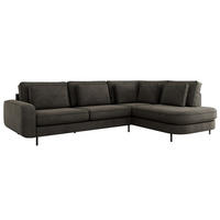 ROHOVÁ SEDAČKA CALENO L - Šedá Samet - Levá Strana - šedá/černá, kov/textil (317/225cm) - MKS