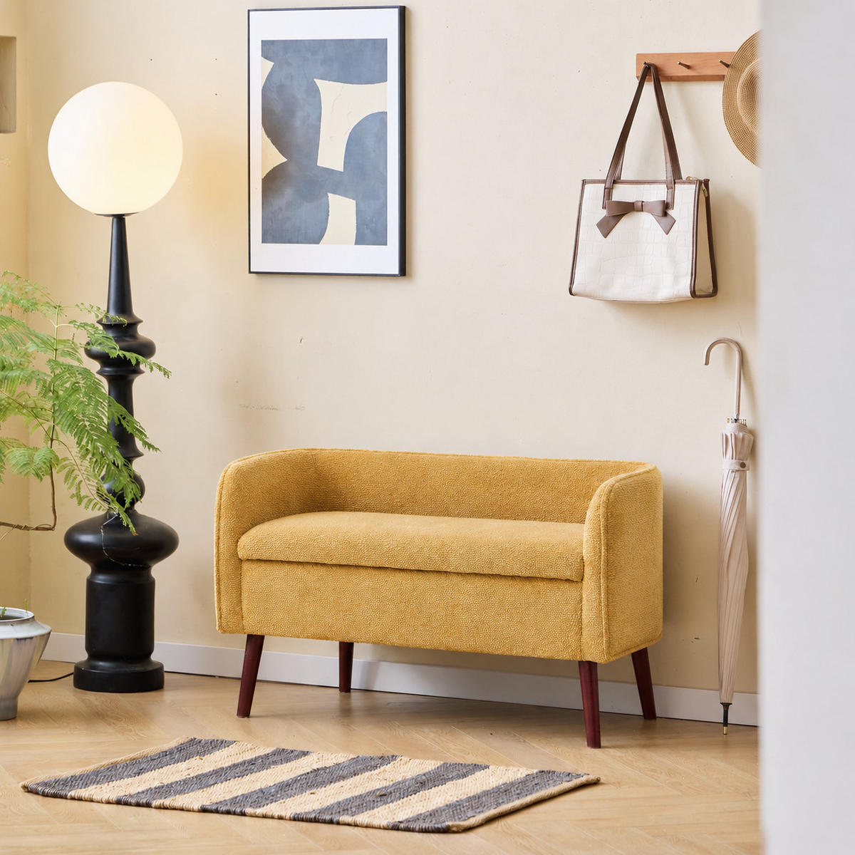 SITZBANK Stoff Gelb - Gelb, Textil (89/56/51cm) - Nordlys