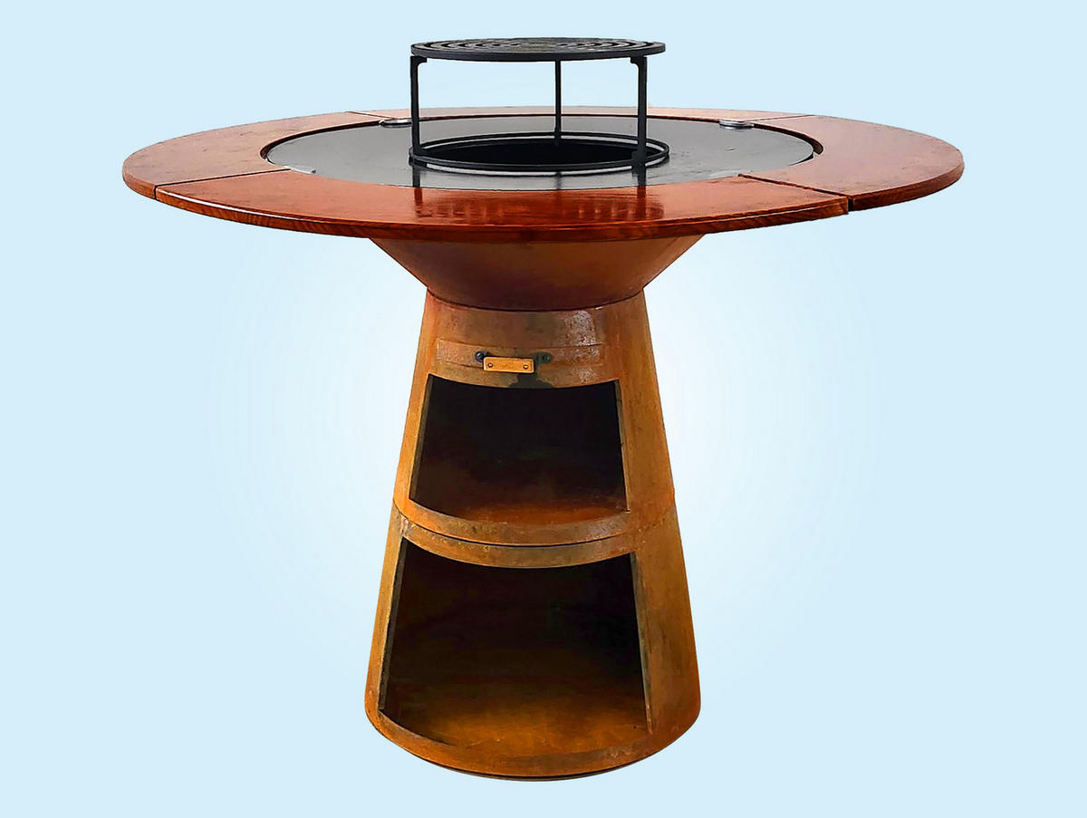 HOLZKOHLEGRILL Feuerschale Braun inkl. Schutzhülle - Braun, Metall (121/105/121cm) - Purline