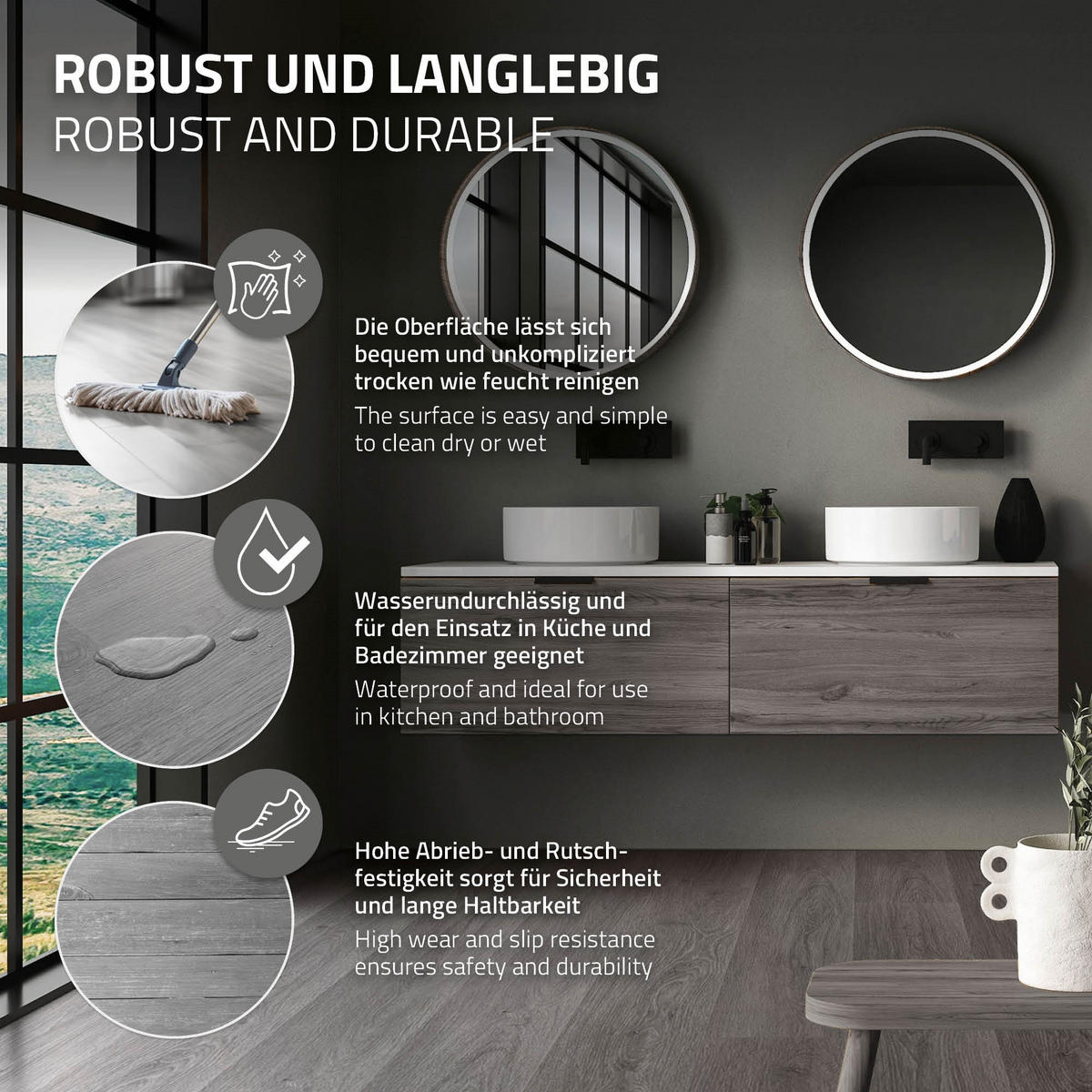 VINYLBODEN Click 3,08m²/14 Dielen Windswell Hickory Eiche - Grau, Kunststoff (122/18/0.42cm) - ML-DESIGN