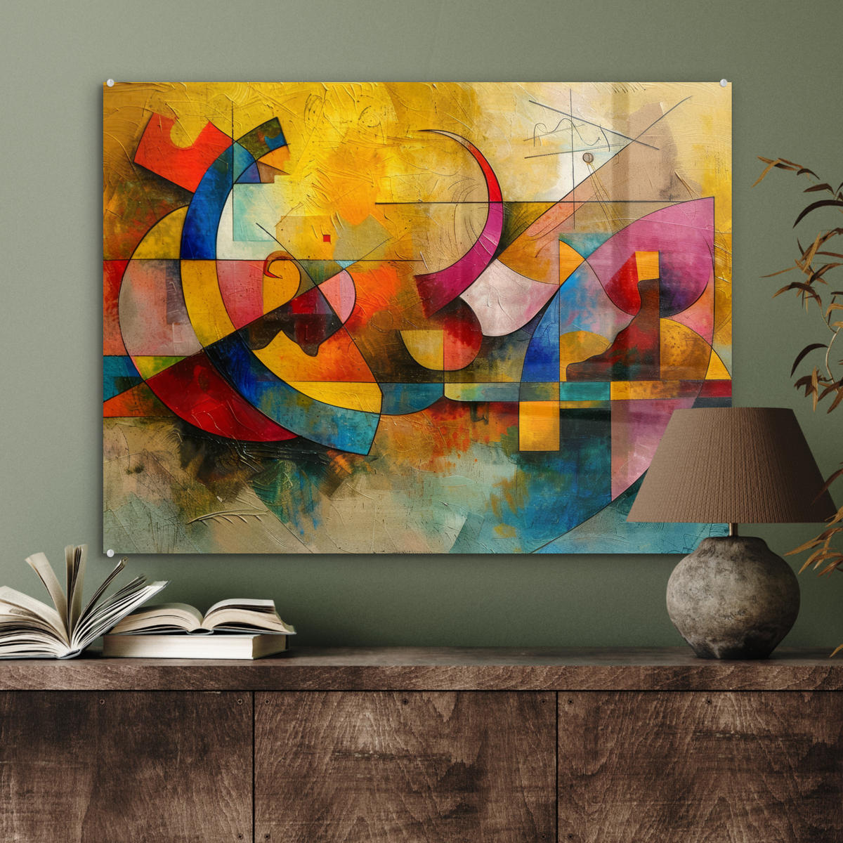ACRYLGLASBILD Kunst - Abstrakt - Modern 80x60 cm - Gelb, Glas (80/60cm) - MuchoWow