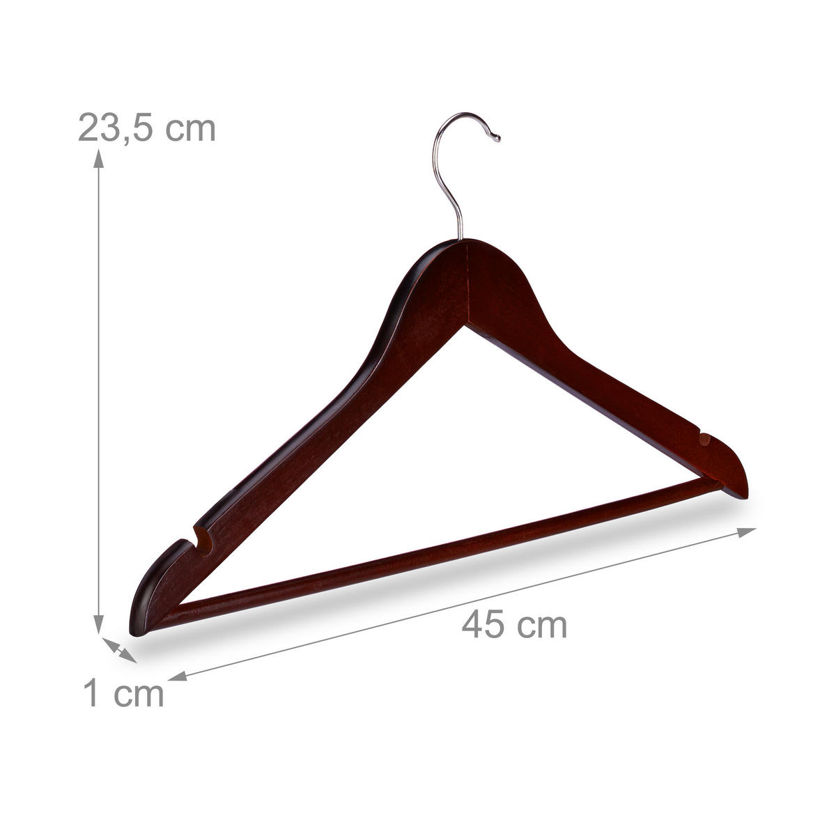 50XDREVENÝCH vešiakov - hnedá, kov/drevo (45/23.5/1cm) - Relaxdays