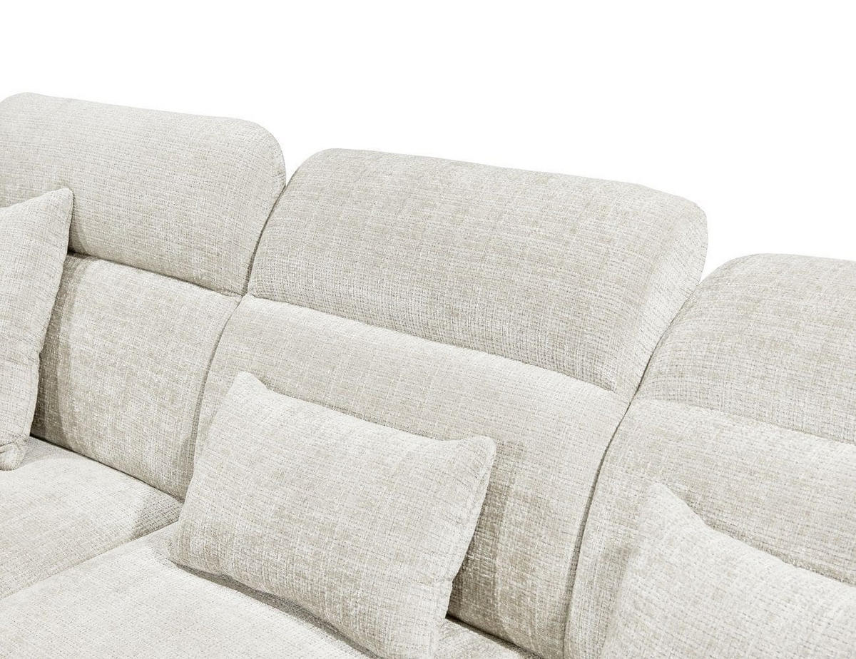 ECKSOFA mit 5-fach verstellbare Kopflehnen und pflegeleichter Mikrofaser-Chenille-Bezug - Schwarz/Weiß, Kunststoff/Textil (339/285cm) - ed exciting design