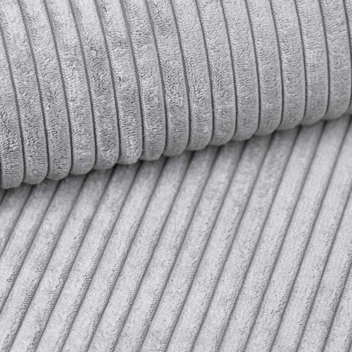 ECKSOFA PARIS – L-Form mit Schlaffunktion & Bettkasten Flauschiger Cord Stoff POSO Grau - Grau, Kunststoff (239/222cm) - Wohnideebilder