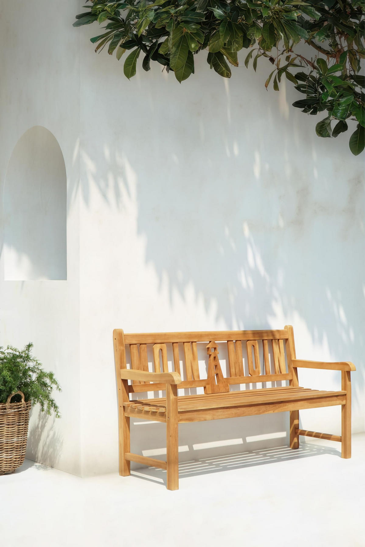 GARTENBANK Orjan 3-Sitzer mit Leuchtturm Terrassenbank - Braun, Holz (63/89/150cm) - DELUKE