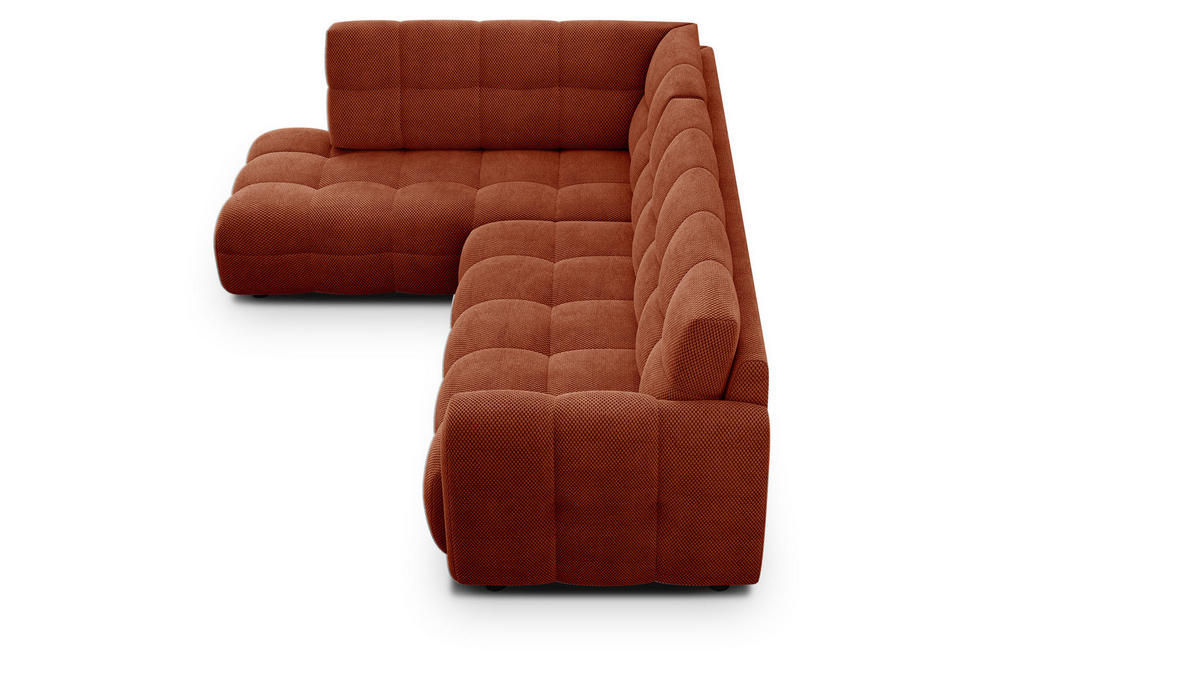 ECKSOFA MELLOW 5-Sitzer, dunkelorange - Dunkelorange/Schwarz, Holz/Textil (283/191cm) - Courtois Laville