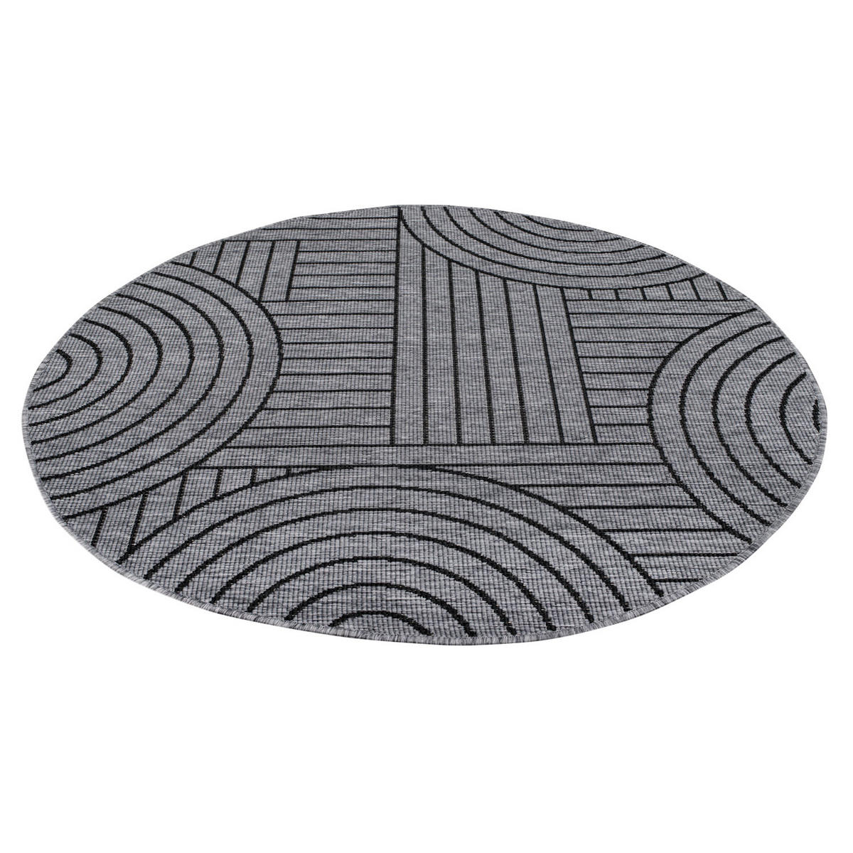 OUTDOOR-TEPPICH DuoRug 5842 Anthrazit 120x120 cm - Anthrazit, Textil (120/120cm) - carpet city