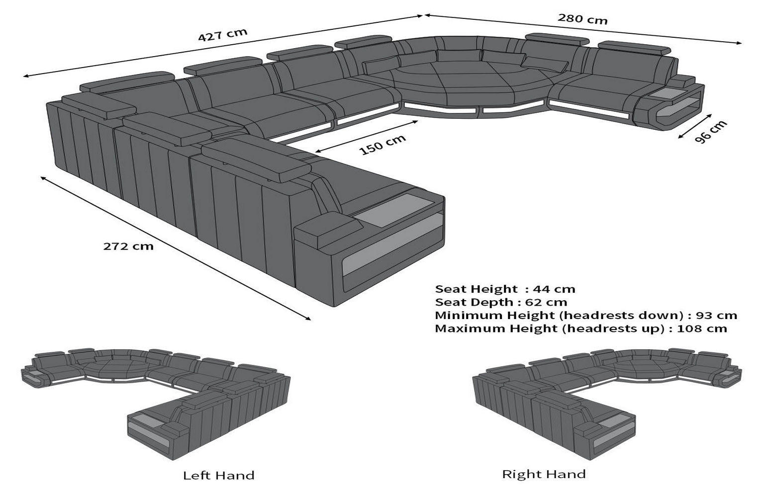 Thumbnail - Sofa Dreams Ledersofa, Braun, Leder, L-Form, 427x93x280 cm, Wohnzimmer, Sofas & Couches, Wohnlandschaften, Wohnlandschaf...