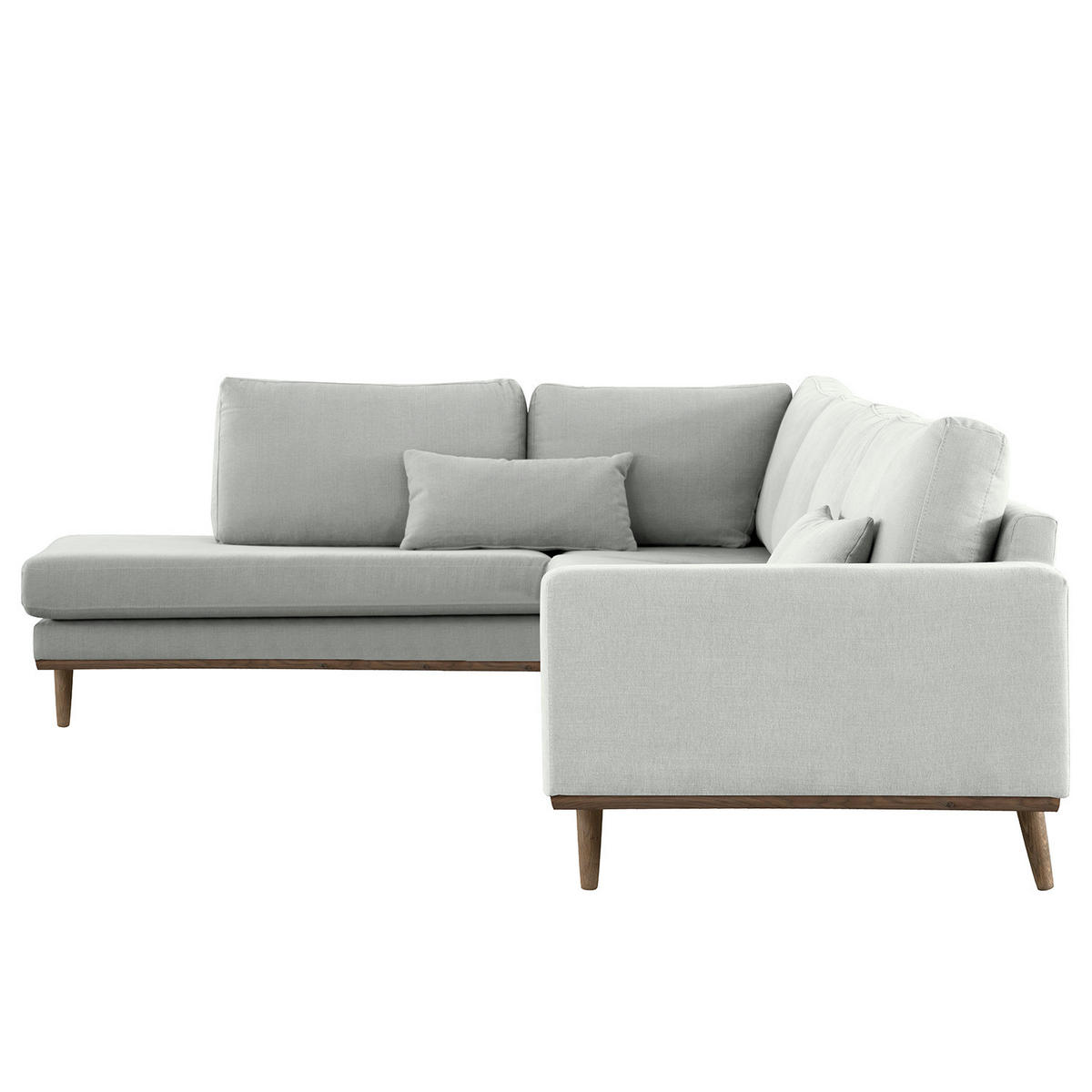ECKSOFA mit Ottomane - Eichefarben/Grau, Naturmaterialien/Eichenholz (287/219cm) - home24