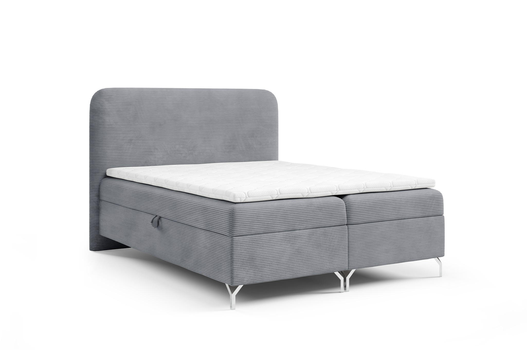 BOXBETT Emilio In überlänge - Grau, Holzwerkstoff/Textil (140/220cm) - Fun Möbel