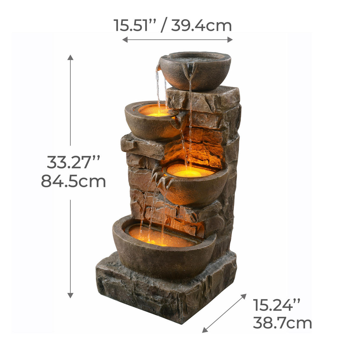 GARTENBRUNNEN 84.5cm - Braun, Kunststoff (39.4/38.7/84.5cm) - Teamson Home