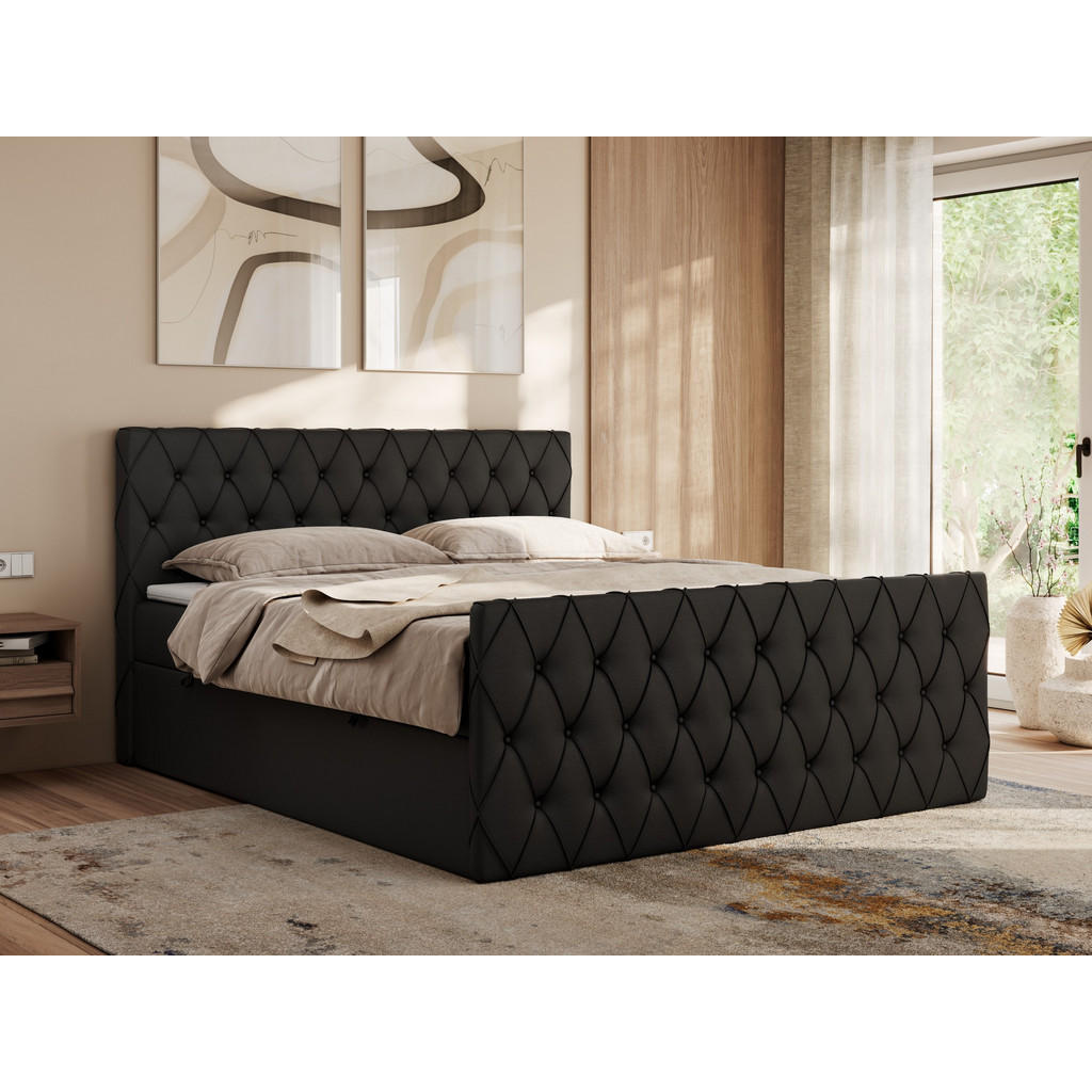 Thumbnail - MKS Boxbett, Schwarz, Textil, 2-Sitzer, H3, 7-Zonen, Rechteckig, 180x200 cm, Oeko-Tex®, Schlafzimmer, Betten, Boxspringb...