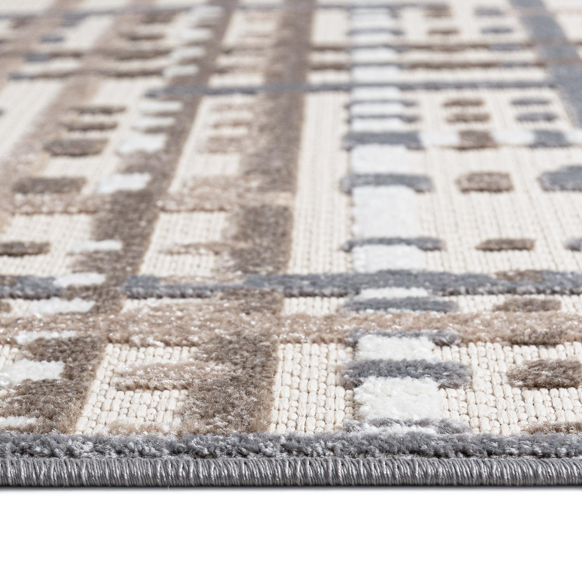 TEPPICH Outdoor Geometrisch Streifen Kurzflor Rechteckig Moderne - 120x170 cm - Creme, Textil (120/170cm) - Mazovia