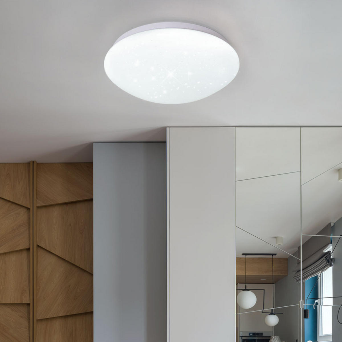 LED DECKENLEUCHTE Weiß Sternenhimmel Effekt - Weiß, Metall (26/9.2/9.2cm)