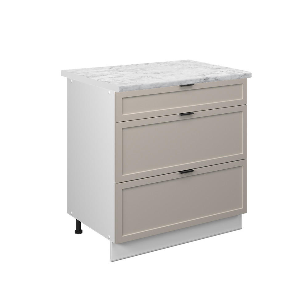Vicco SPODNÍ SKŘÍŇKA KUCHYŇSKÉ LINKY Fame-Line GreyBeige 80 cm se 3 zásuvkami, PD Mramor