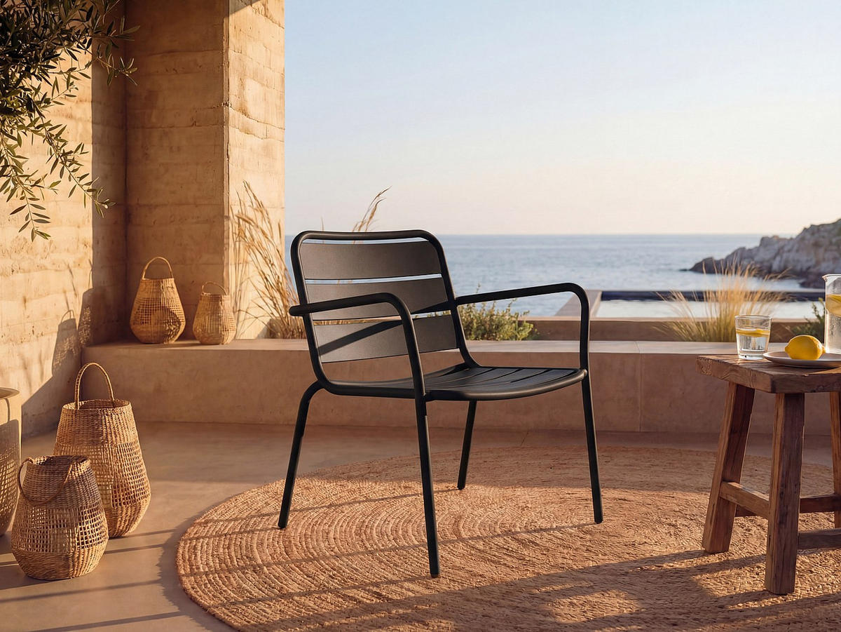 GARTENSESSEL - 1 Person-Sitzer - Metall - Schwarz - - Schwarz, Metall (60/71.5/67.5cm) - Vente-Unique