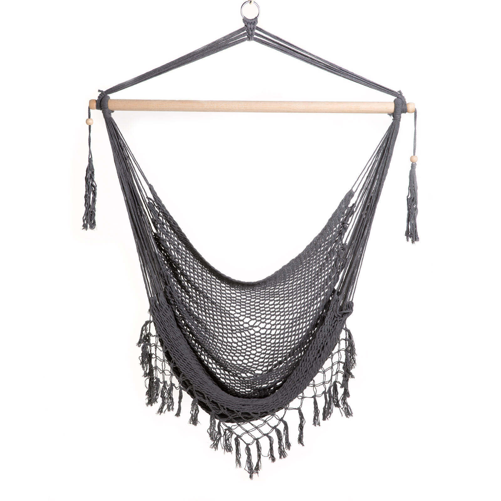 HÄNGESESSEL mit Fransen Grau - Grau, Textil (100/130cm) - SVITA