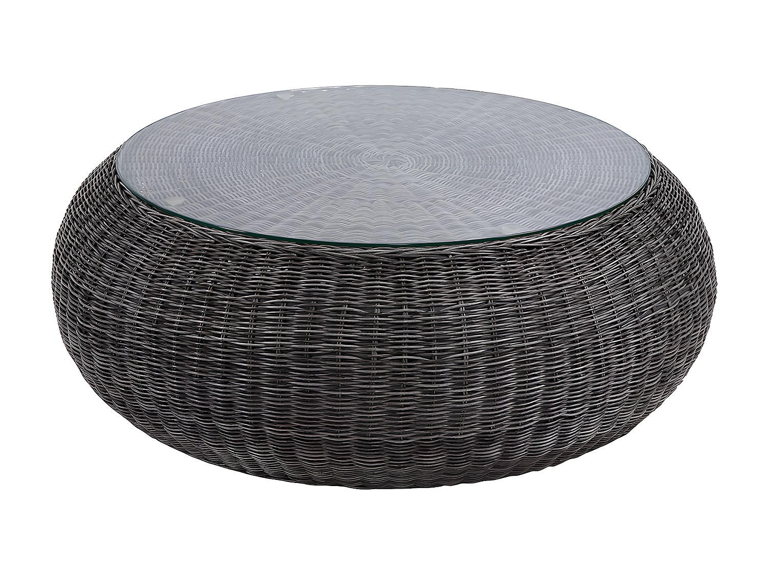 GARTENTISCH - Polyrattan - Grau - WHITEHEAVEN von MYLIA - Grau, Glas (92/92/35cm) - Vente-Unique