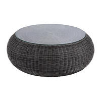 GARTENTISCH - Polyrattan - Grau - WHITEHEAVEN von MYLIA - Grau, Glas (92/92/35cm) - Vente-Unique