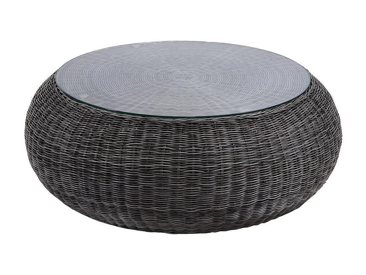 GARTENTISCH - Polyrattan - Grau - WHITEHEAVEN von MYLIA - Grau, Glas (92/92/35cm) - Vente-Unique