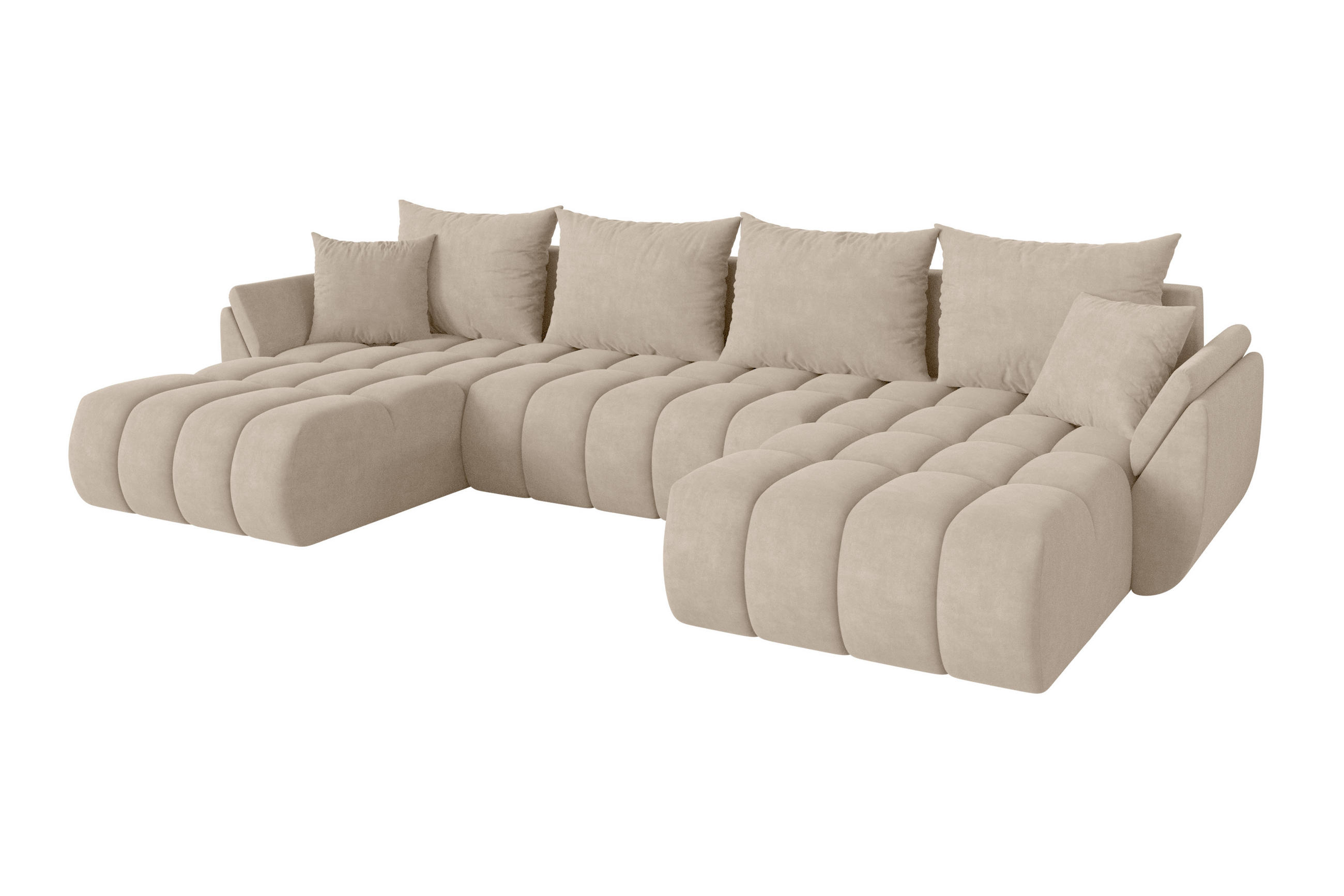 ALTDECOR SEDACÍ SOUPRAVA DO U s funkcí spaní a úložným prostorem TOKO-U-v1 378x194x86 béžová velur