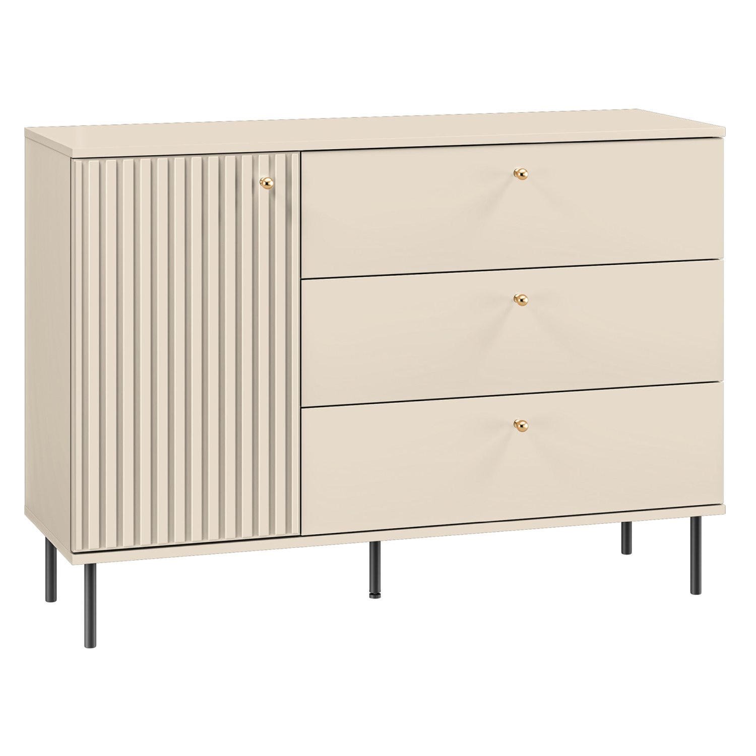 SIDEBOARD CALETTO Beige 120 cm - Beige/Goldfarben, Holzwerkstoff/Metall (120/84.8/40cm) - Selsey