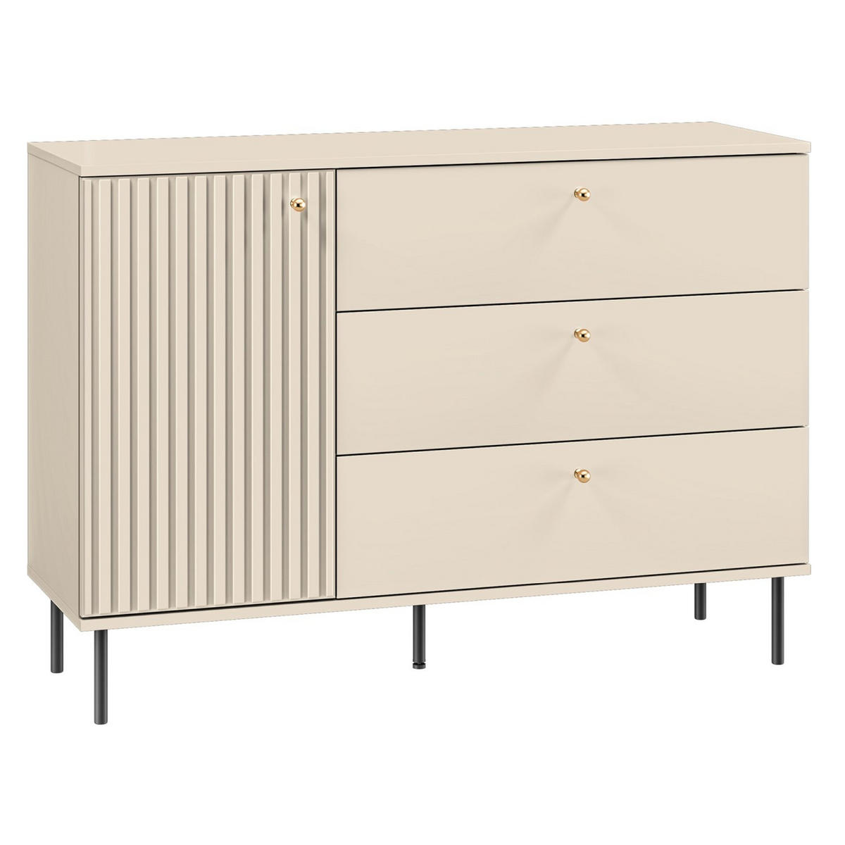 SIDEBOARD CALETTO Beige 120 cm - Beige/Goldfarben, Holzwerkstoff/Metall (120/84.8/40cm) - Selsey