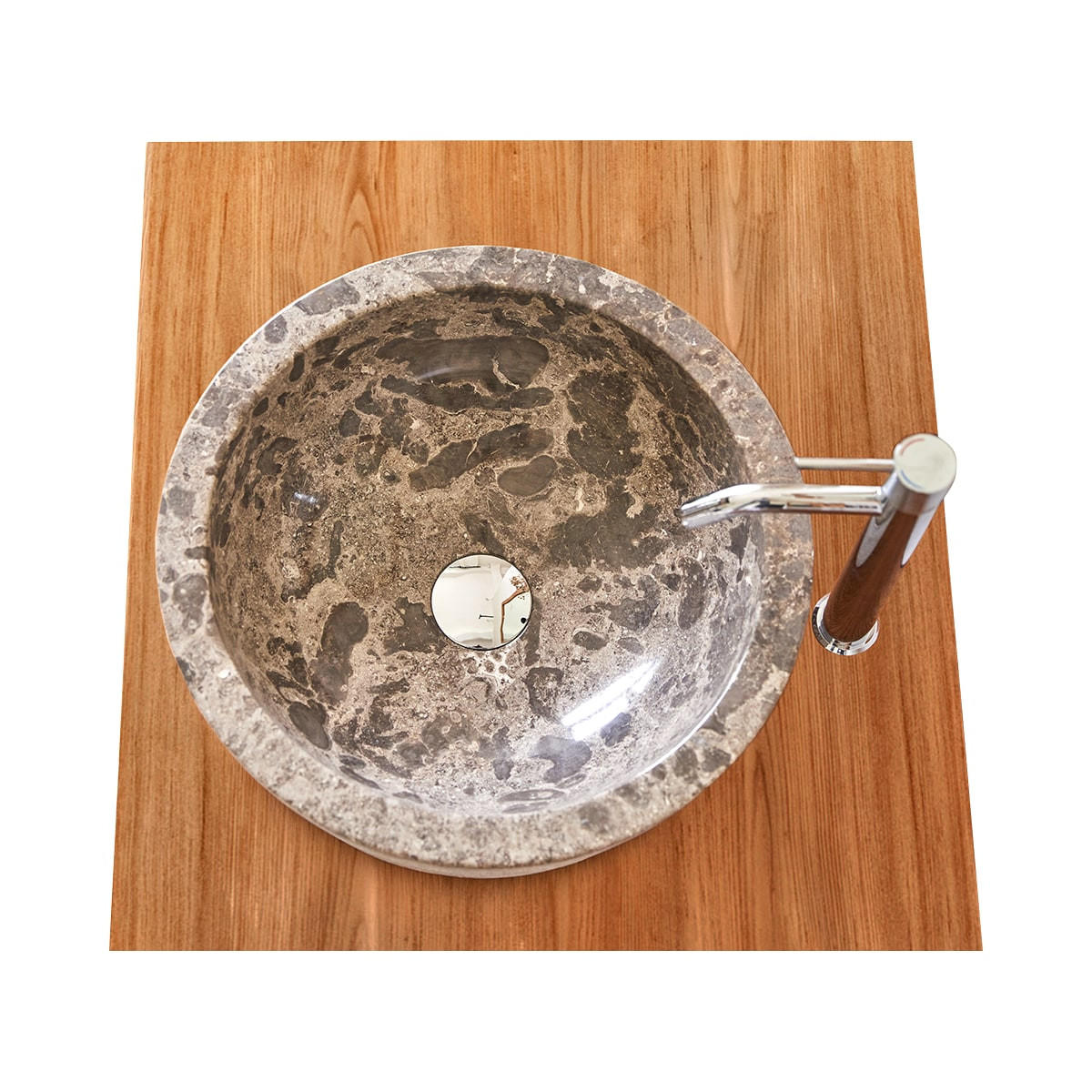 WASCHBECKEN Exo Stri Grau aus Marmor - Grau, Stein (40/15/40cm) - Tikamoon
