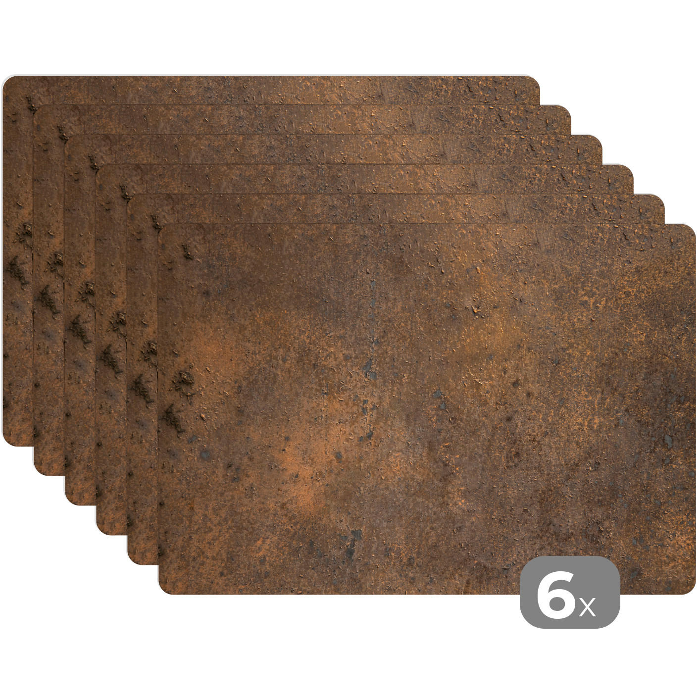 PLATZSETS 6er-Set Rostdruck - Eisen - Braun 45x30 cm Tischset - Rostfarben, Kunststoff (0.3/45/30cm) - MuchoWow