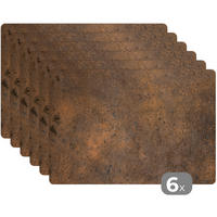 PLATZSETS 6er-Set Rostdruck - Eisen - Braun 45x30 cm Tischset - Rostfarben, Kunststoff (0.3/45/30cm) - MuchoWow