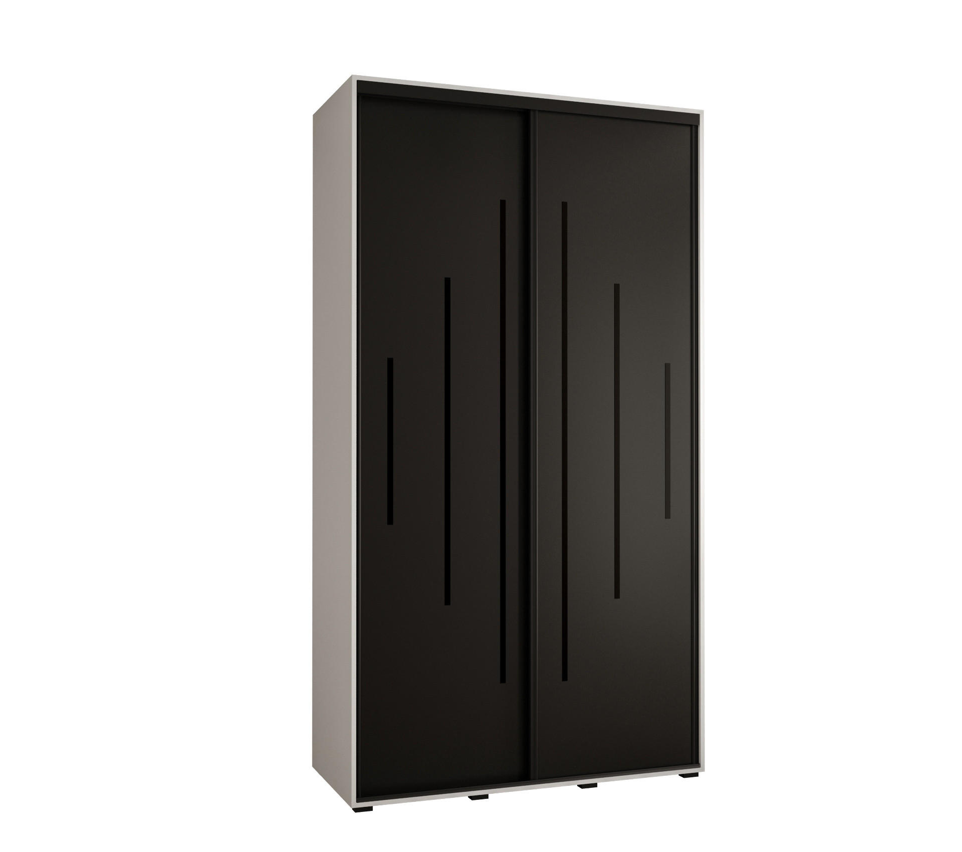 Abiks Möbel Schwebetürenschrank Weiß, Schwarz, Schwarz 140x235x45 cm